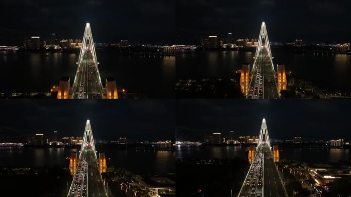 世纪大桥夜景航拍4k视频
