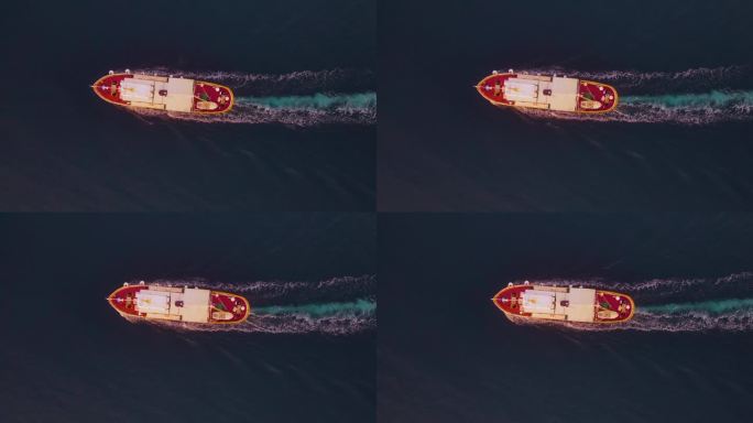 一架无人机捕捉到了一艘船穿越海洋的惊人画面。