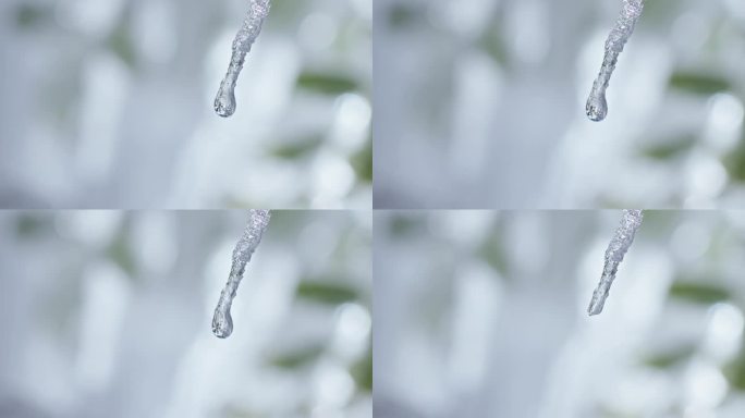 冰雪冰挂水珠融化晶莹剔透水滴特写