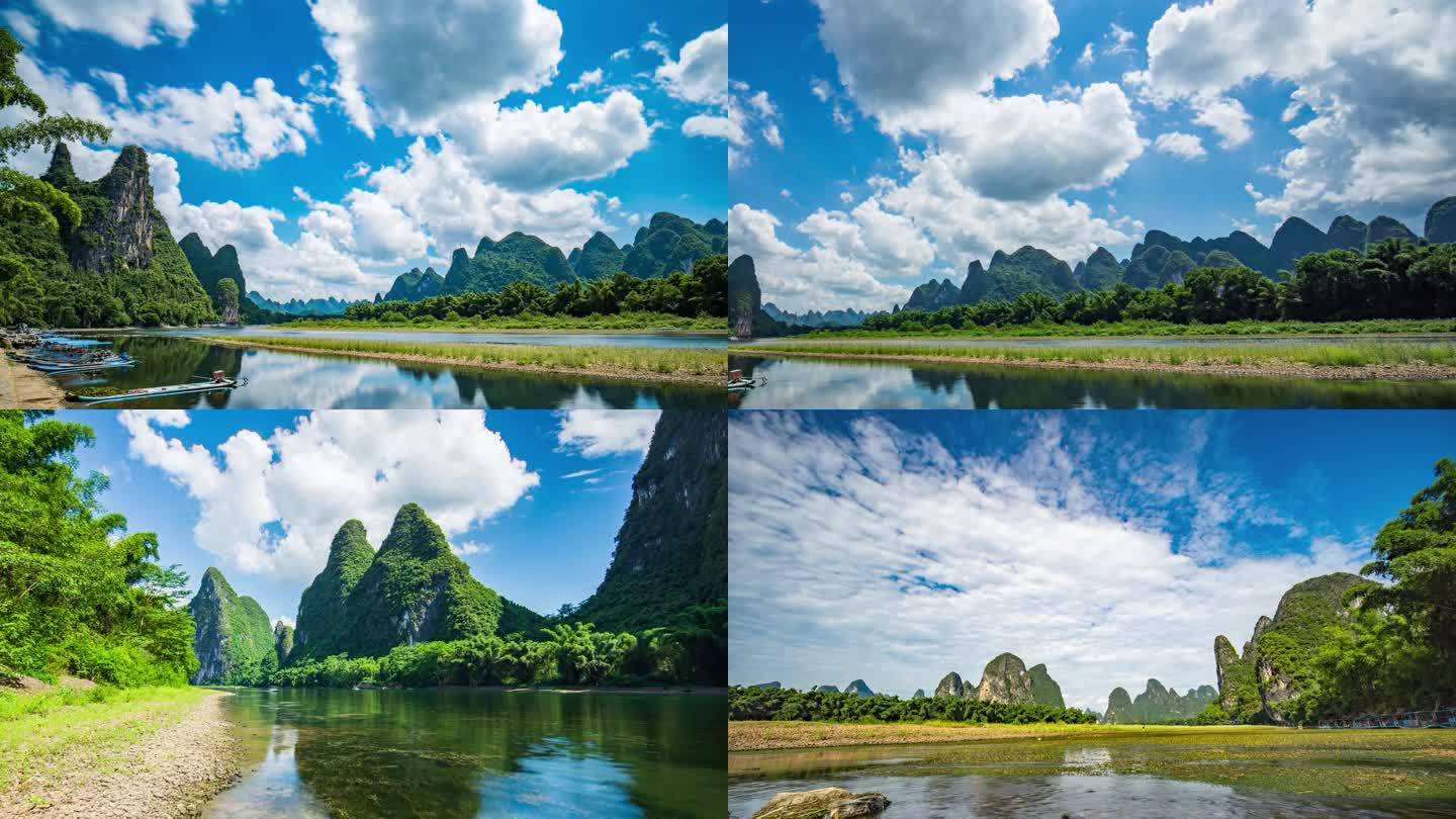 广西桂林山水漓江风景延时