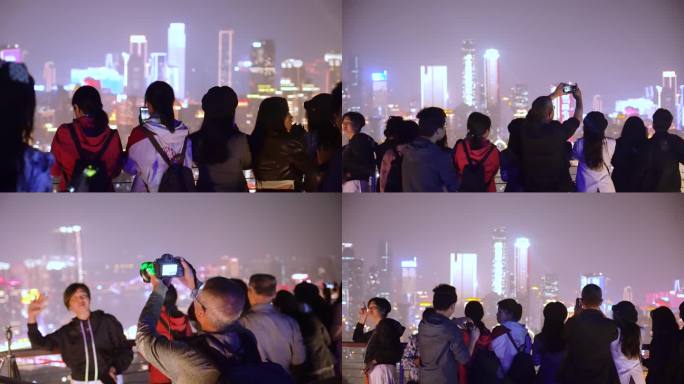 网红打卡重庆南山拍照游客旅游