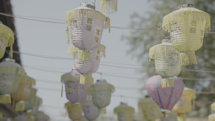 逛庙会花灯灯笼节日气氛中式浪漫纸灯笼4K