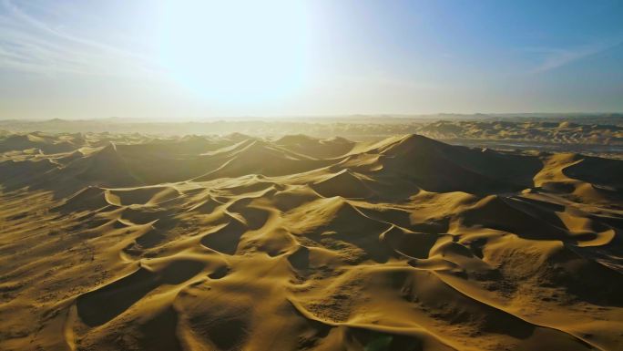 浩瀚沙漠沙海沙山大漠-戈壁大景航拍