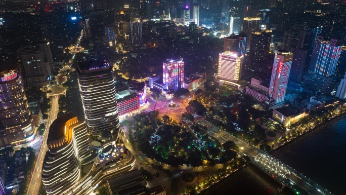 【延时4K】航拍广州海珠广场夜景旅游景点