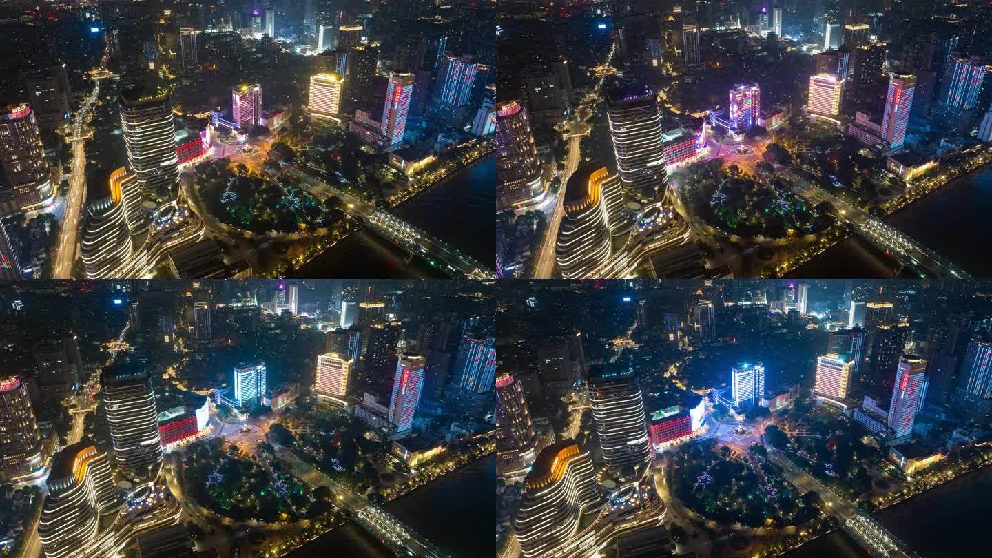 【延时4K】航拍广州海珠广场夜景旅游景点