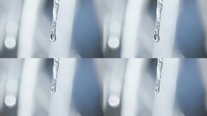 晶莹剔透一滴水冰挂水珠水滴落下-冰雪融化