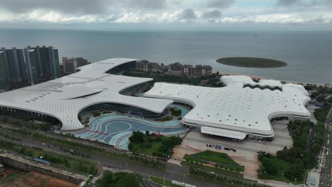 海南国际会议展览中心航拍4k视频