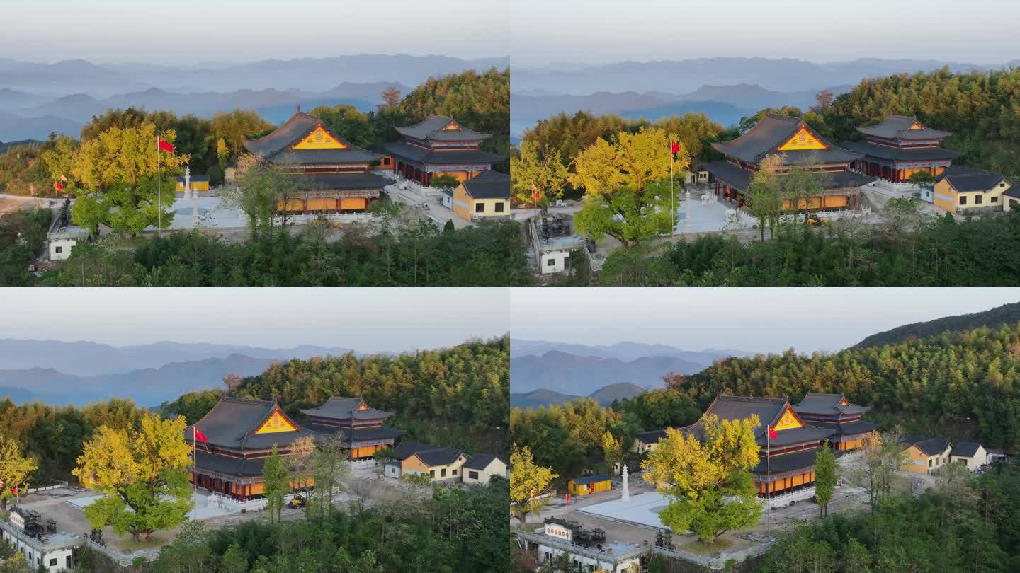 浙江绍兴诸暨店口次坞杭坞山古寺银杏秋天