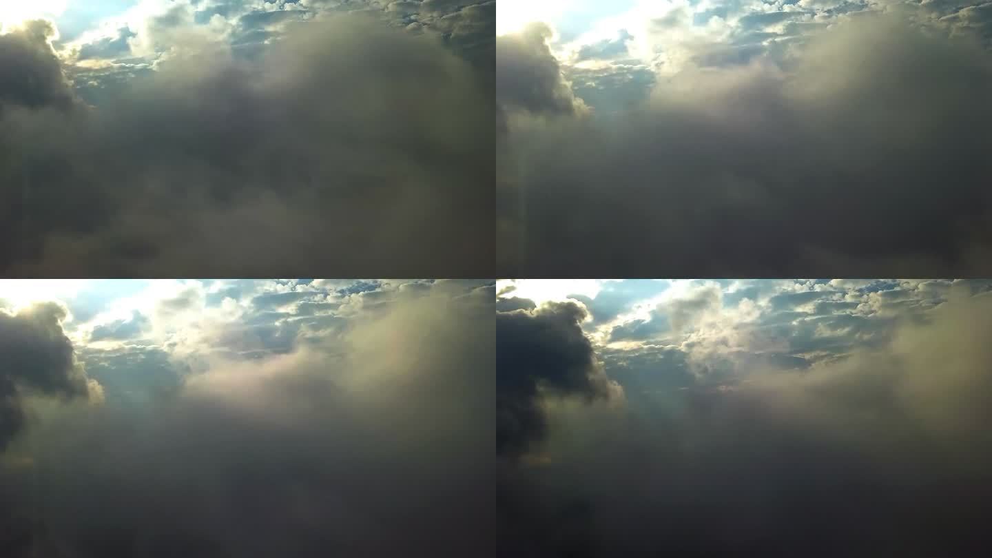 绝美耶稣光穿过云层航拍延时4k