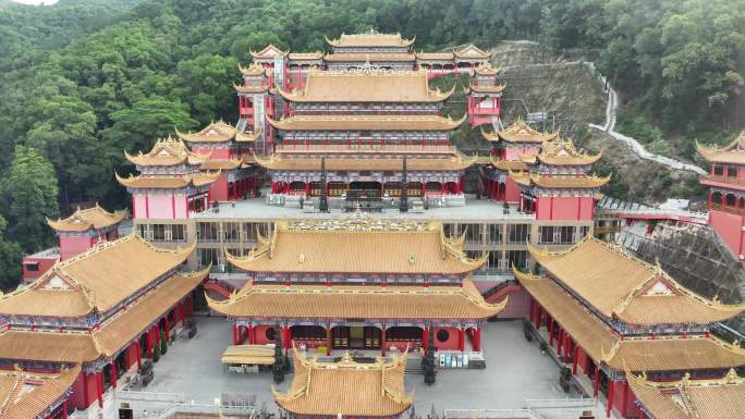 东莞大岭山观音山寺庙片头4k航拍