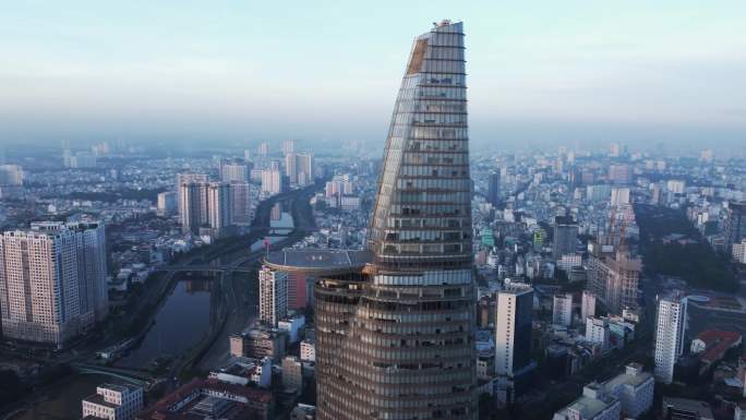 越南胡志明高楼群航拍4k