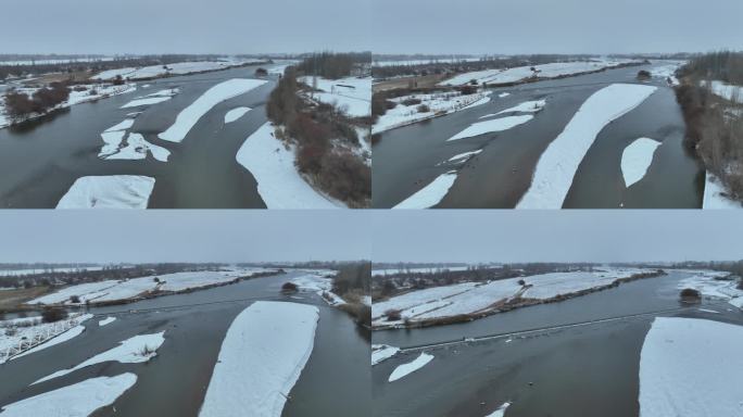 黑河雪景 甘肃张掖