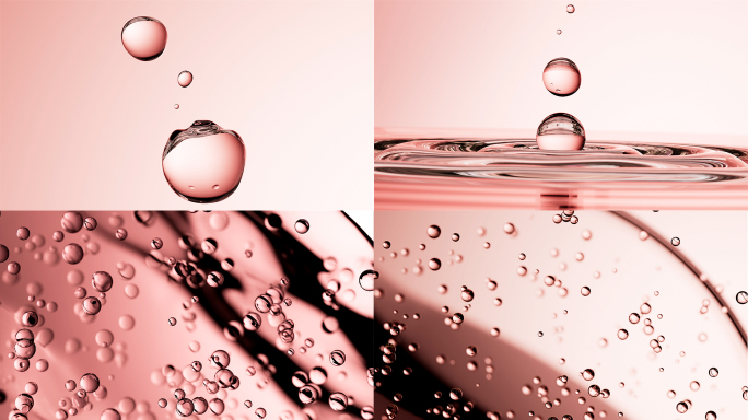 粉色水油萃取成分精油透明精华球分子液体