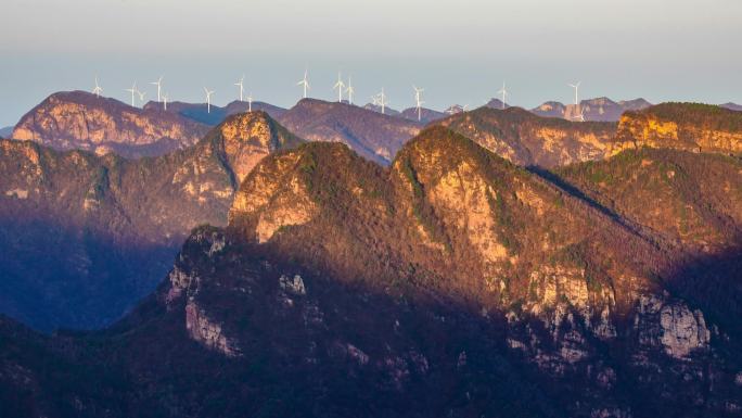 风车 光影延时 风光 时间 高山