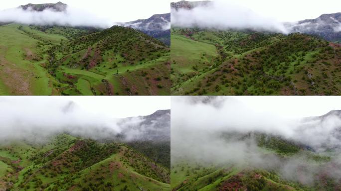 仙侠飞行云雾飘渺 空镜大山云雾航拍-