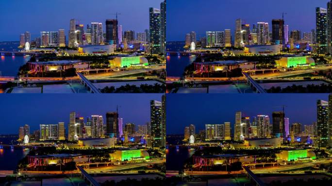 迈阿密,佛罗里达夜景城景灯光