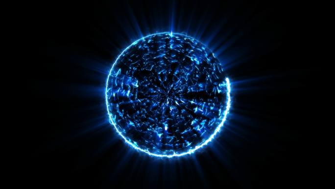 4K蓝色闪电能量启动球通道视频-循环 2