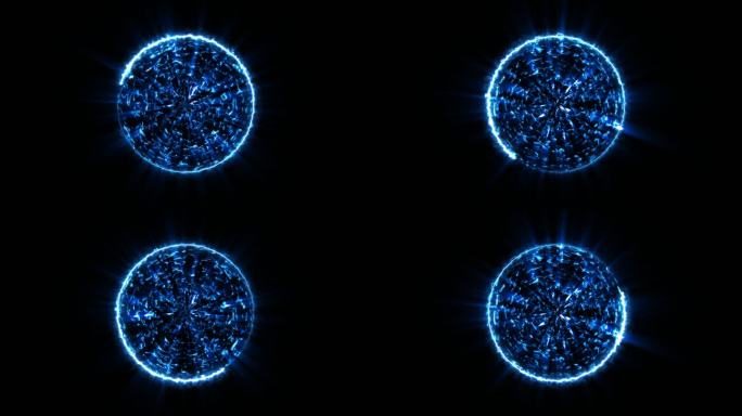 4K蓝色闪电能量启动球通道视频-无缝循环