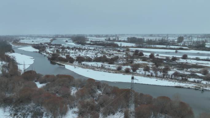 黑河雪景 甘肃张掖