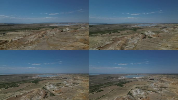 新疆乌伦古湖戈壁沙漠绿洲航拍4k