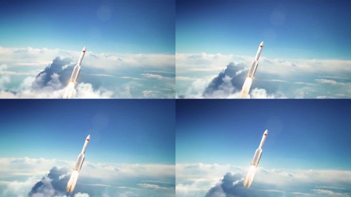 4K长征五号火箭穿越云层