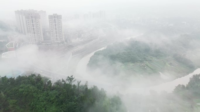 大雾中的龙凤溪航拍（重庆北碚）8