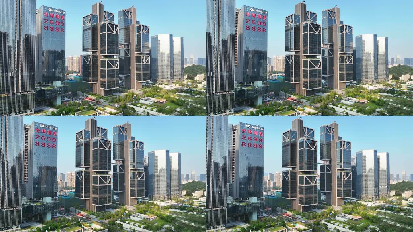 航拍深圳商业地产建筑大疆办公楼天空之城