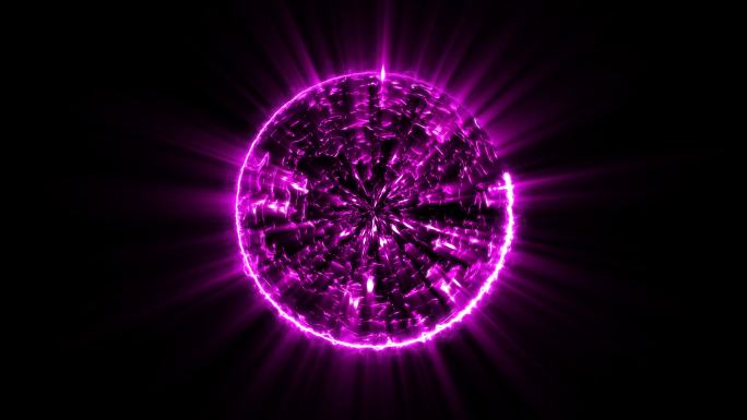 4K粉紫色闪电能量启动球通道视频-循环