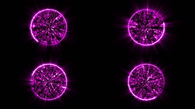 4K粉紫色闪电能量启动球通道视频-循环