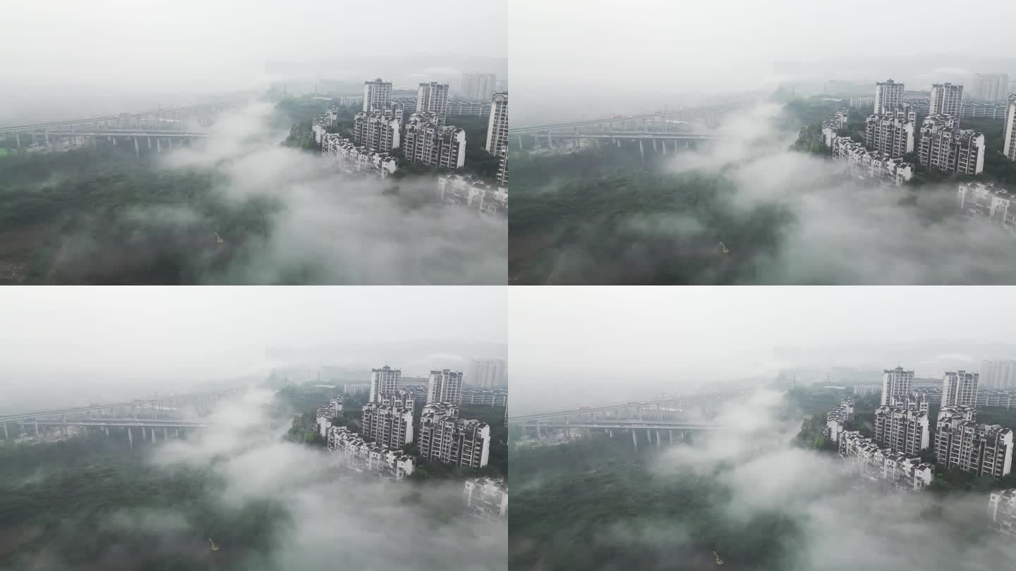 大雾中的城市航拍（重庆北碚）10