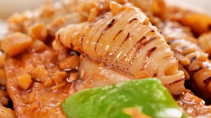【4K】烹饪海鲜鱿鱼 美食素材