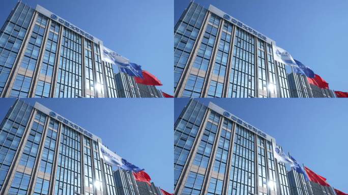 中国太平洋保险大楼和旗帜