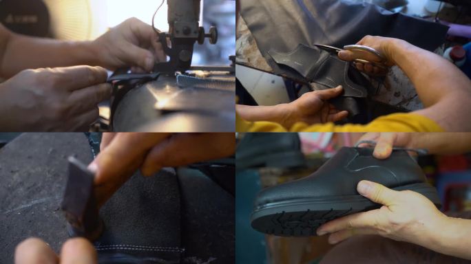 国内4K传统鞋匠完整制鞋画面