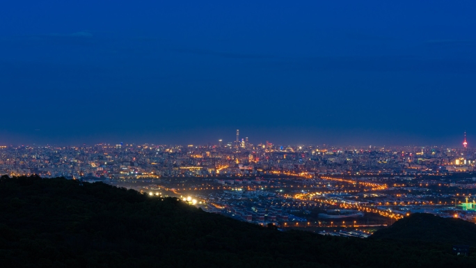 北京城市全景日转夜延时