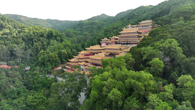 东莞大岭山观音山寺庙片头4k航拍