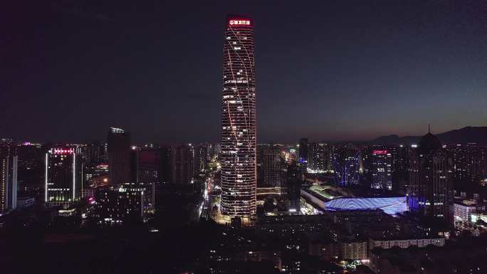 昆明万达黄昏和夜景4K航拍