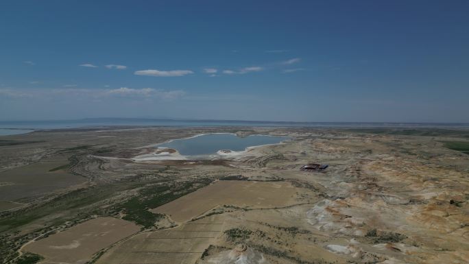 新疆乌伦古湖福海戈壁沙漠航拍4k