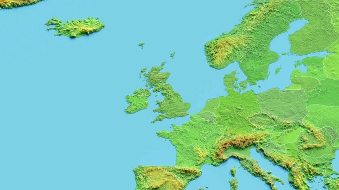 英国地图3D动画与边界