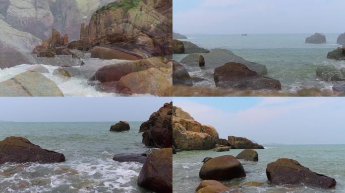 海浪拍击石头