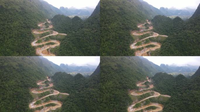 越南曹邦蜿蜒山口的Arial视图