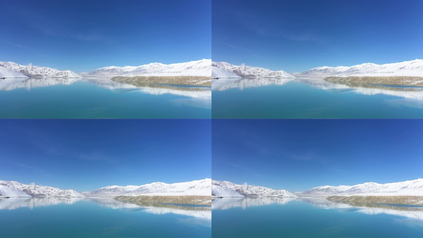 新疆帕米尔高原上的布伦口白沙湖，雪山