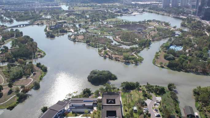 台州温岭九龙湖湿地公园航拍