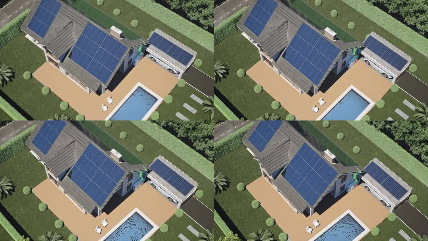 绿色建筑-太阳能电池板- 4K分辨率