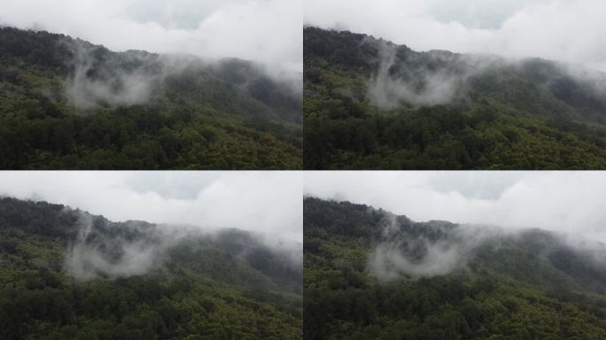 航拍大山里的云雾
