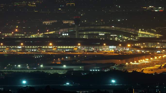 【延时4K】花都白云机场繁忙机场夜景