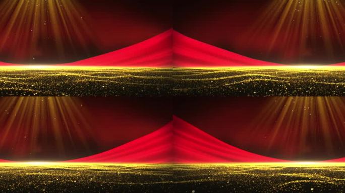 6K红绸金色粒子波浪舞台背景