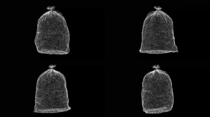 3D垃圾袋旋转黑色bg。生态的概念。商业广告背景。用于标题，文本，演示。3d动画60 FPS。