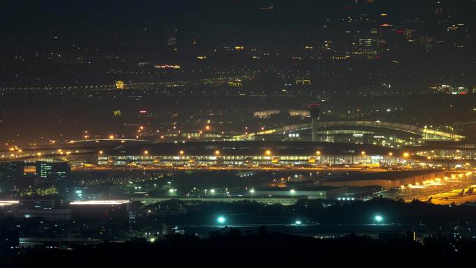 【延时4K】花都白云机场繁忙机场夜景