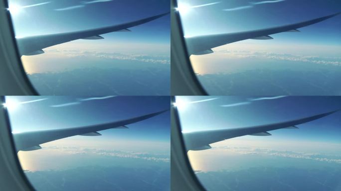 透过飞机窗口看云的4k
