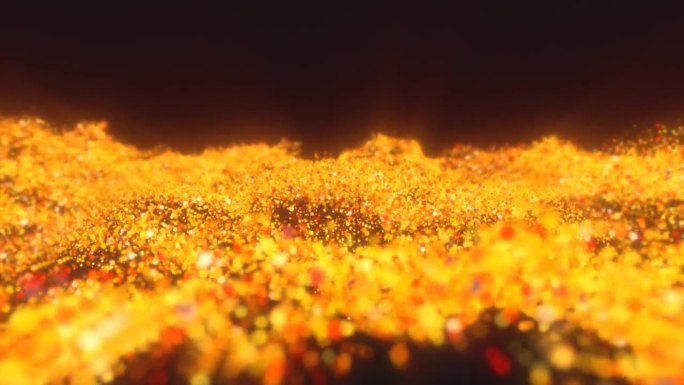 黄色橙色波从能量粒子神奇发光高科技未来的光点抽象背景
